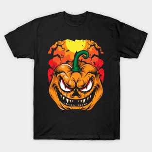 Creepy Jack O Lantern Pumpkin Halloween T-Shirt